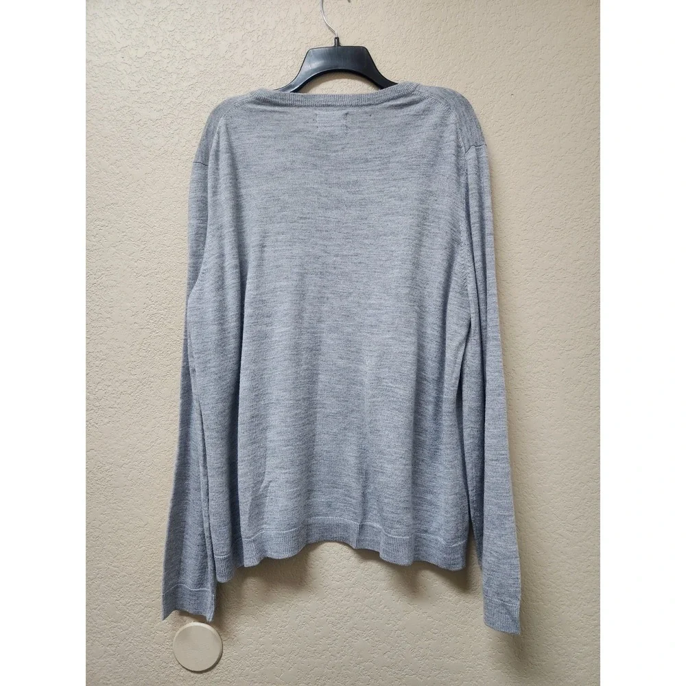 Apt 9 Mens 2XL Gray V-Neck Sweater Lightweight Merino Wool Blend Seriously Soft - Picture 2 of 7
